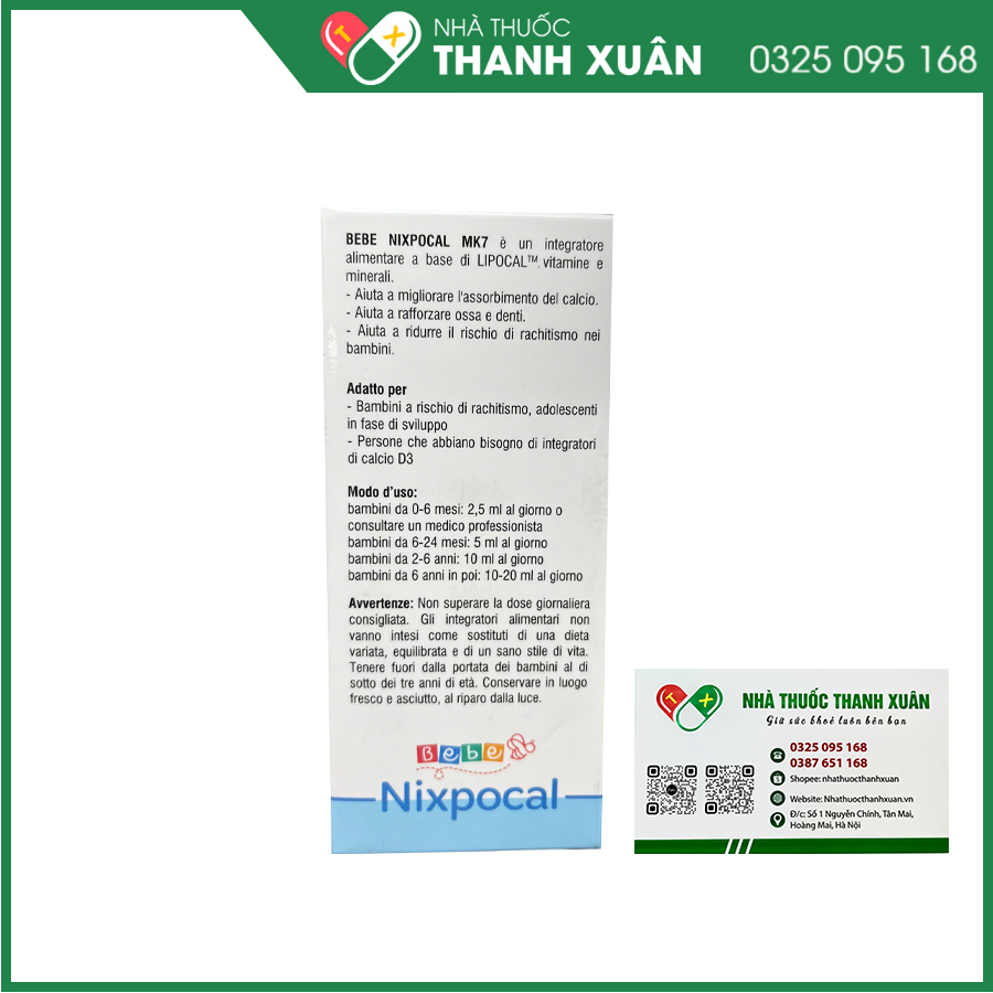 Nixpocal mk7 giúp hỗ trợ phát triển xương và răng ở trẻ nhỏ, giảm nguy cơ còi xương